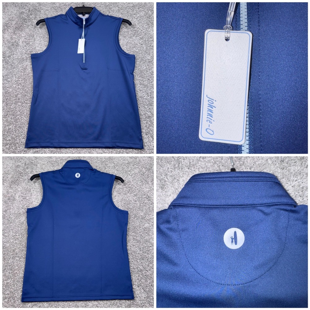 johnnie-O Dave Performance Vest Womens Quarter Zip Stretch Navy Medium NEW